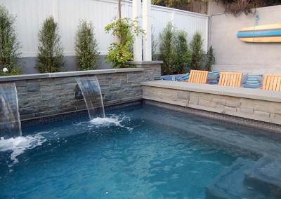 Capps pool with triple water fountain