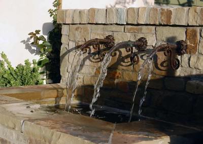 Rustic front entry water feature