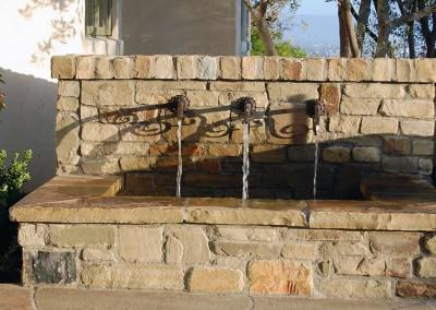 Rustic front entry water feature