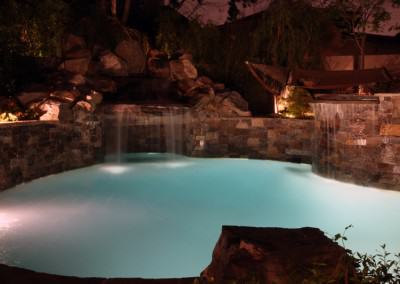 The pool, waterfall and grotto are spectacular at night!